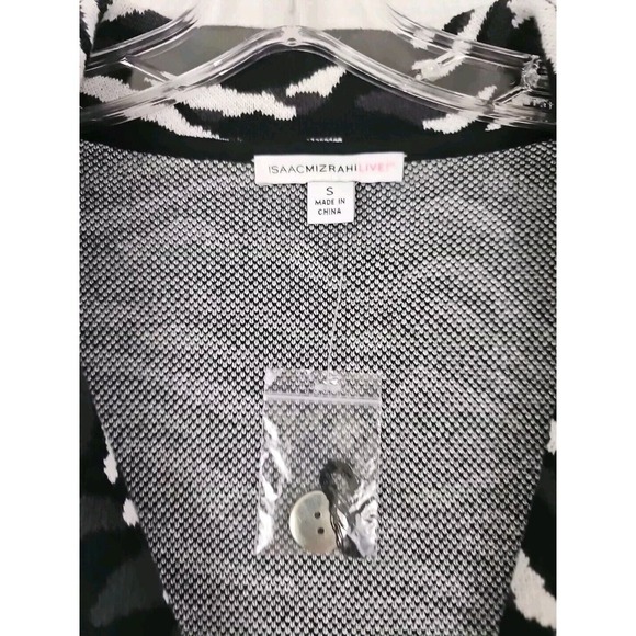 Isaac Mizrahi Live ~Woman Size S~ Black/White Animal Print Button Front Cardigan - Picture 7 of 9